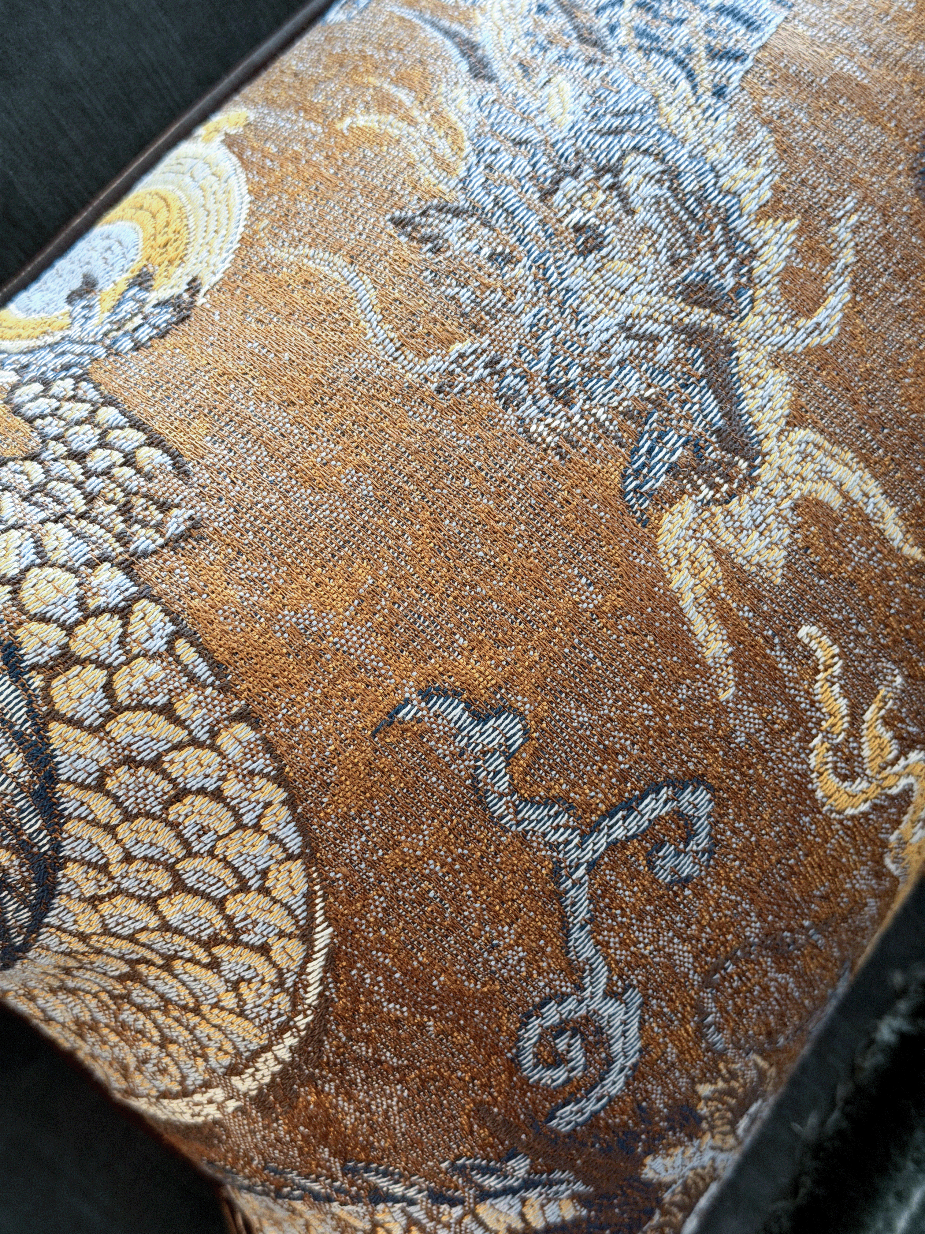 Serpentine Dragon, Brown & Blue - Lumbar Throw Pillow