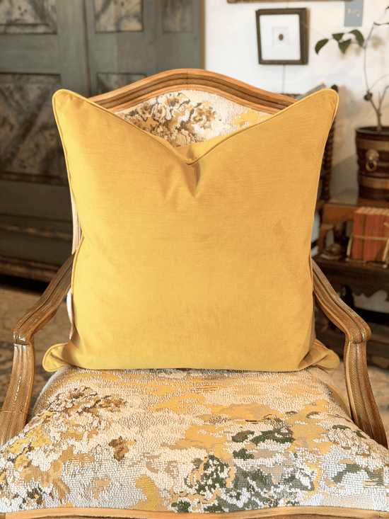 Velvet, Mustard - Square Throw Pillow