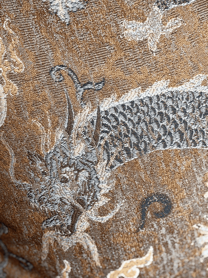 Serpentine Dragon, Brown & Blue - Square Throw Pillow