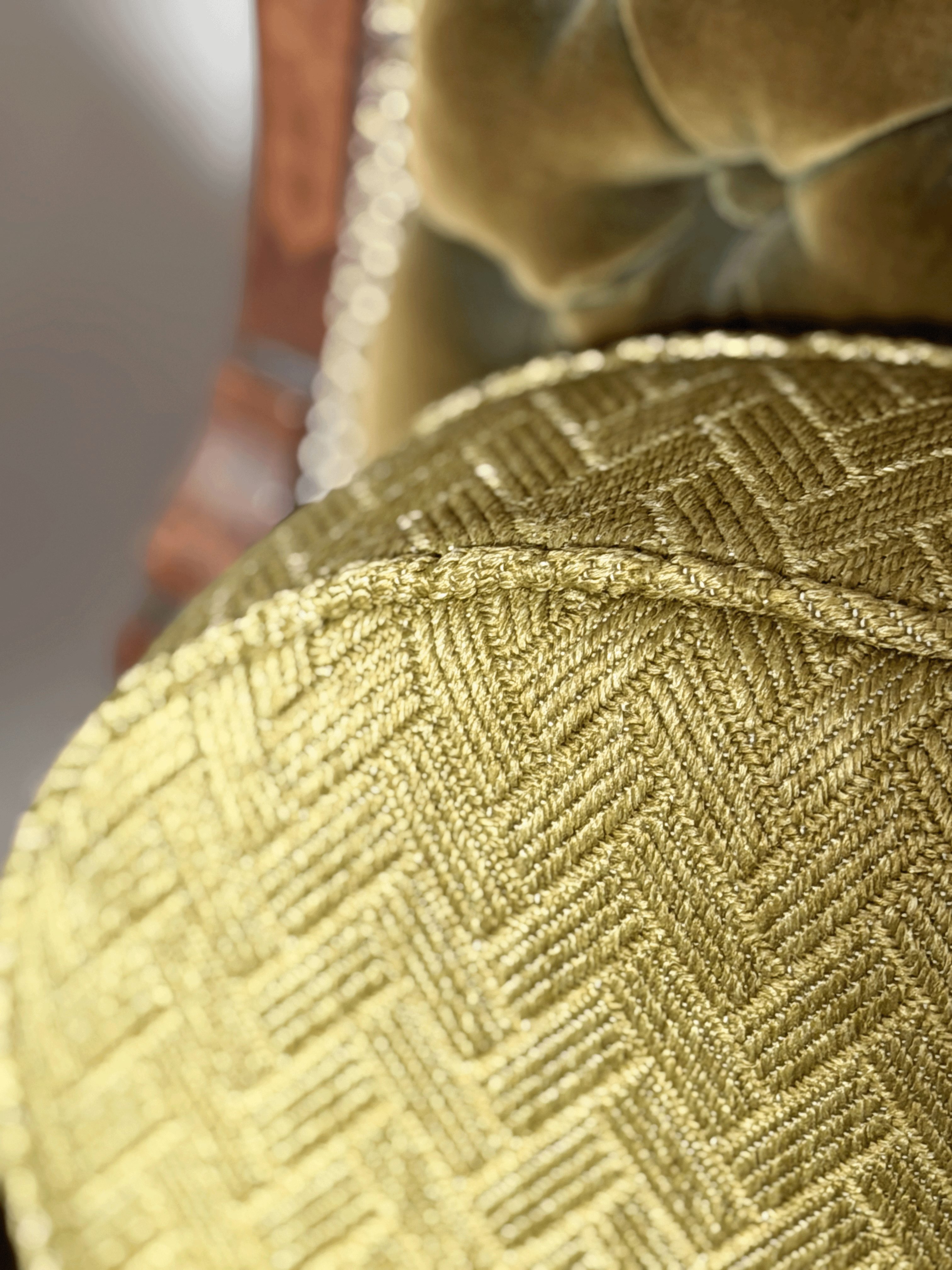 Herringbone, Chartreuse - Round Throw Pillow