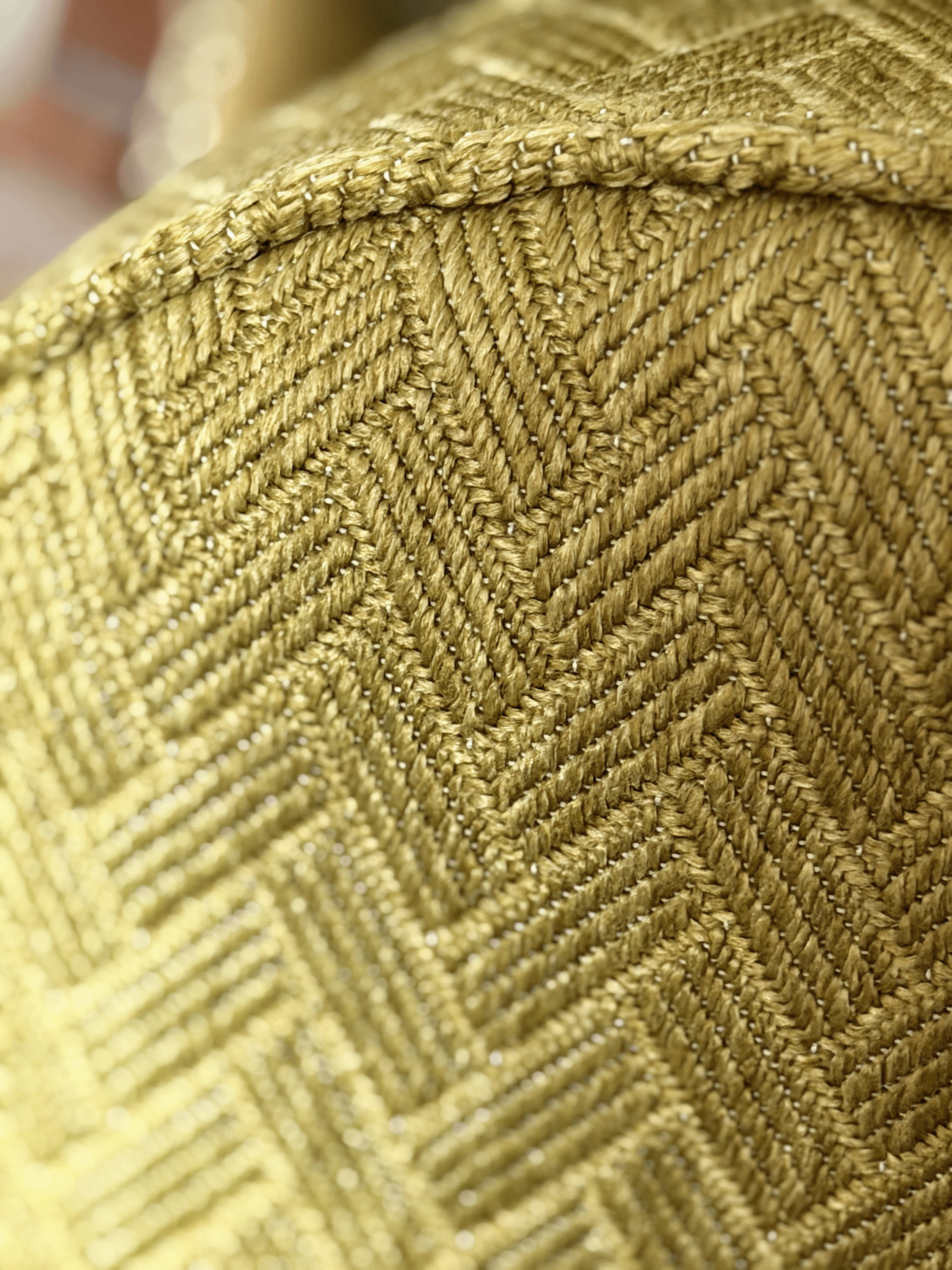 Herringbone, Chartreuse - Round Throw Pillow