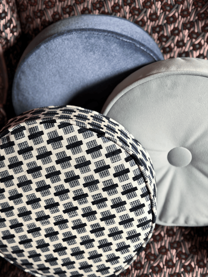 Sky Blue with Button – Round Throw Pillow