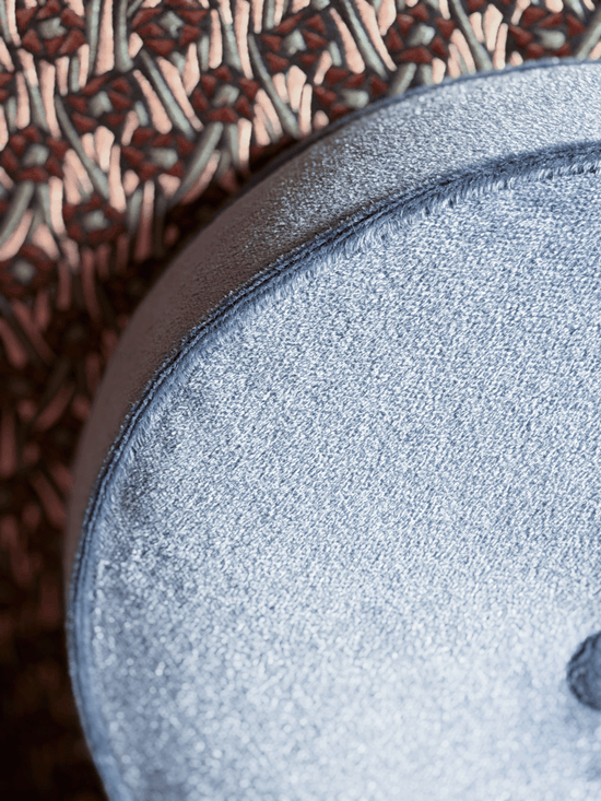 Slate Blue with Button – Round Throw Pillow