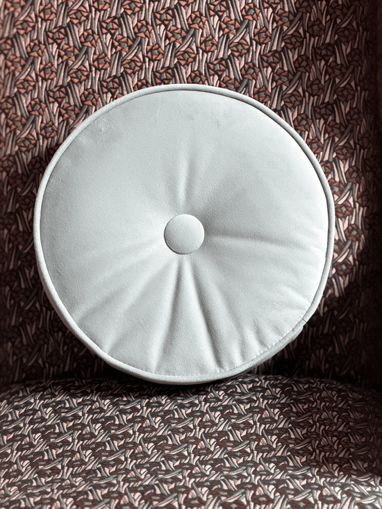 Sky Blue with Button – Round Throw Pillow