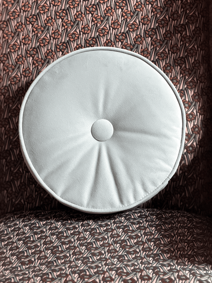 Sky Blue with Button – Round Throw Pillow