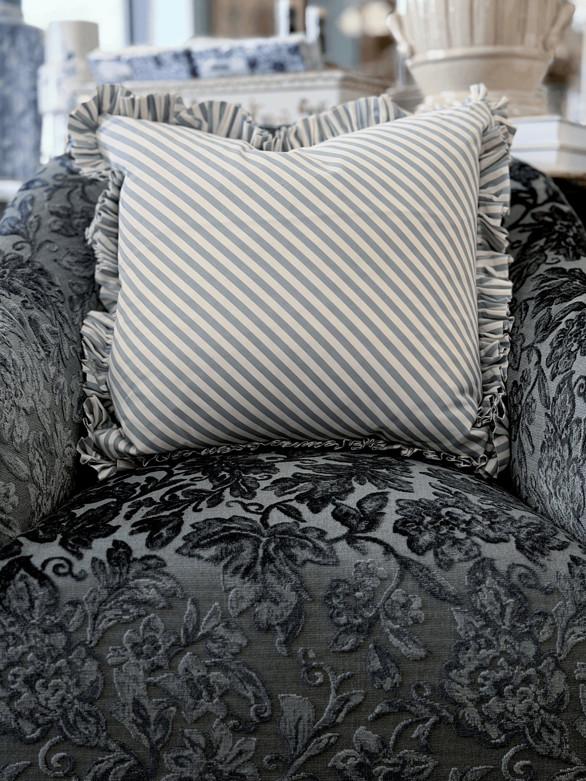 Brigitte, Sky - Square Throw Pillow