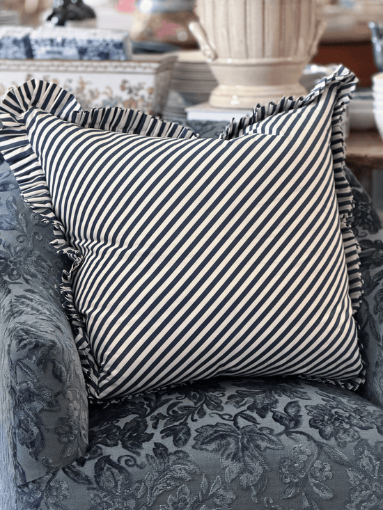 Brigitte, Navy - Square Throw Pillow