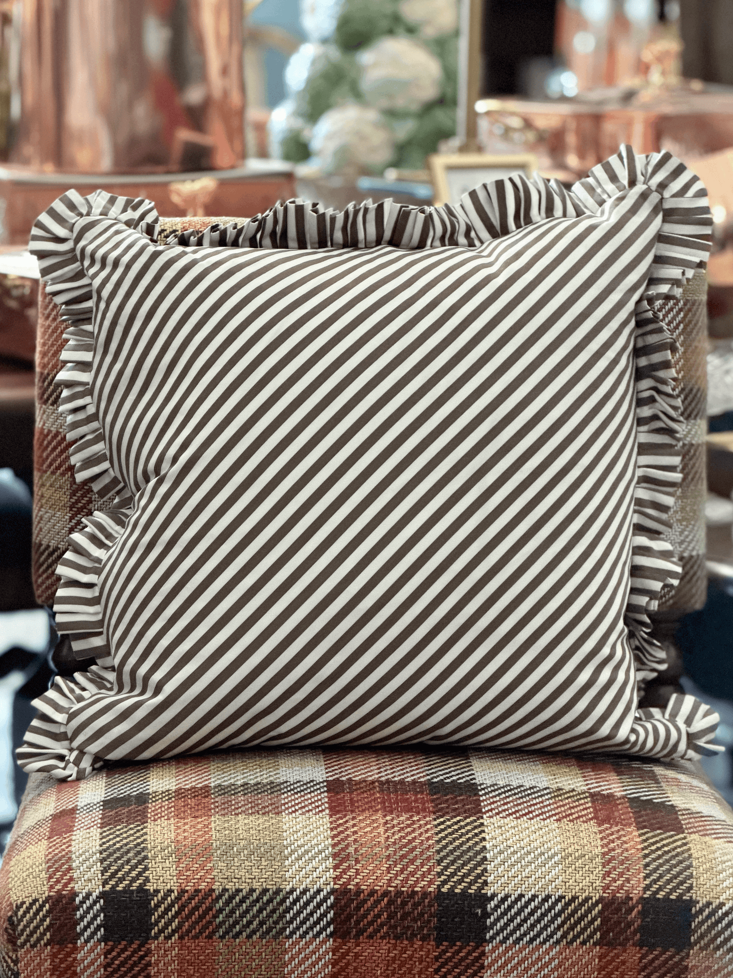 Brigitte, Brown - Square Throw Pillow