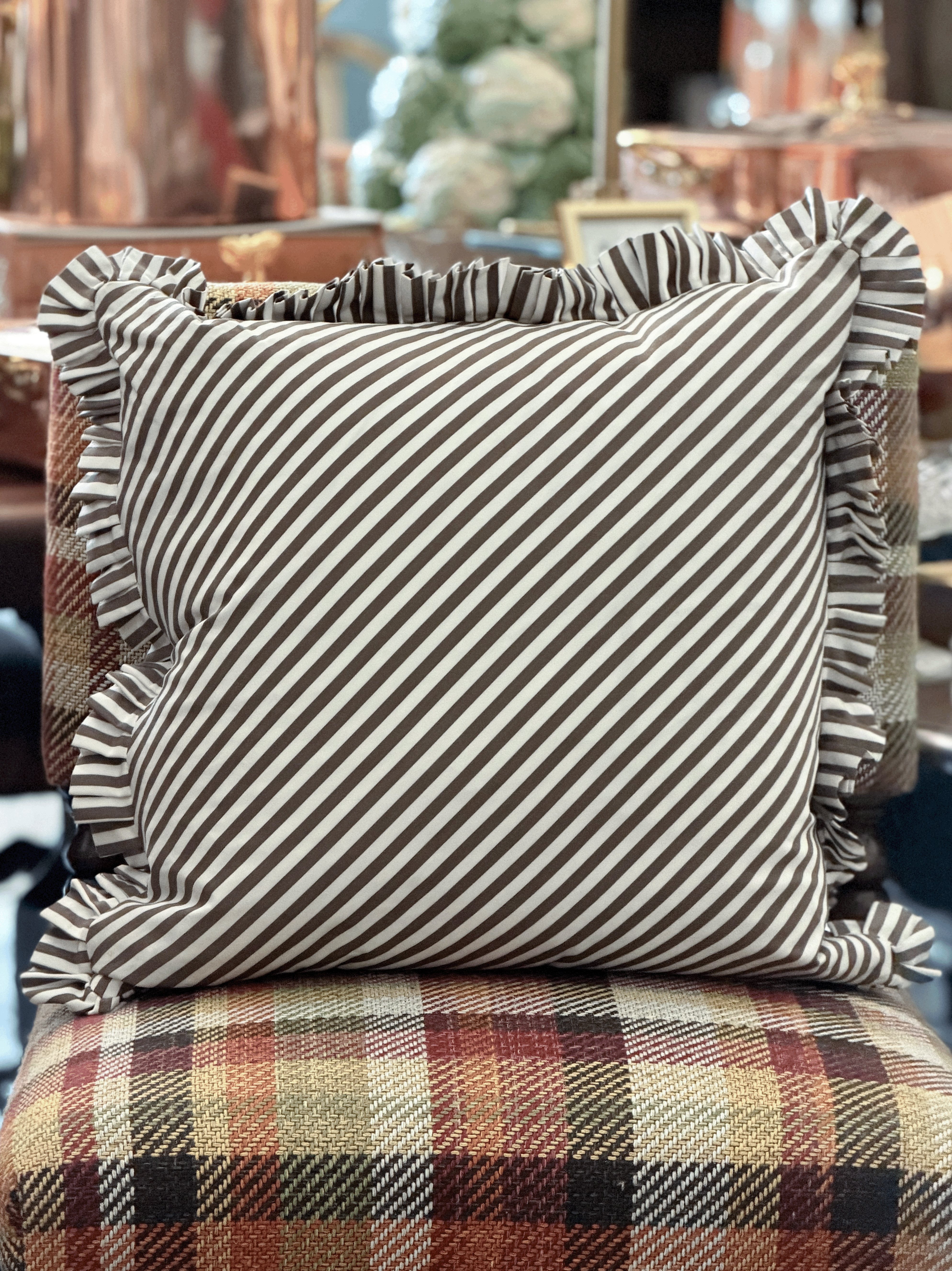 Brigitte, Brown - Square Throw Pillow