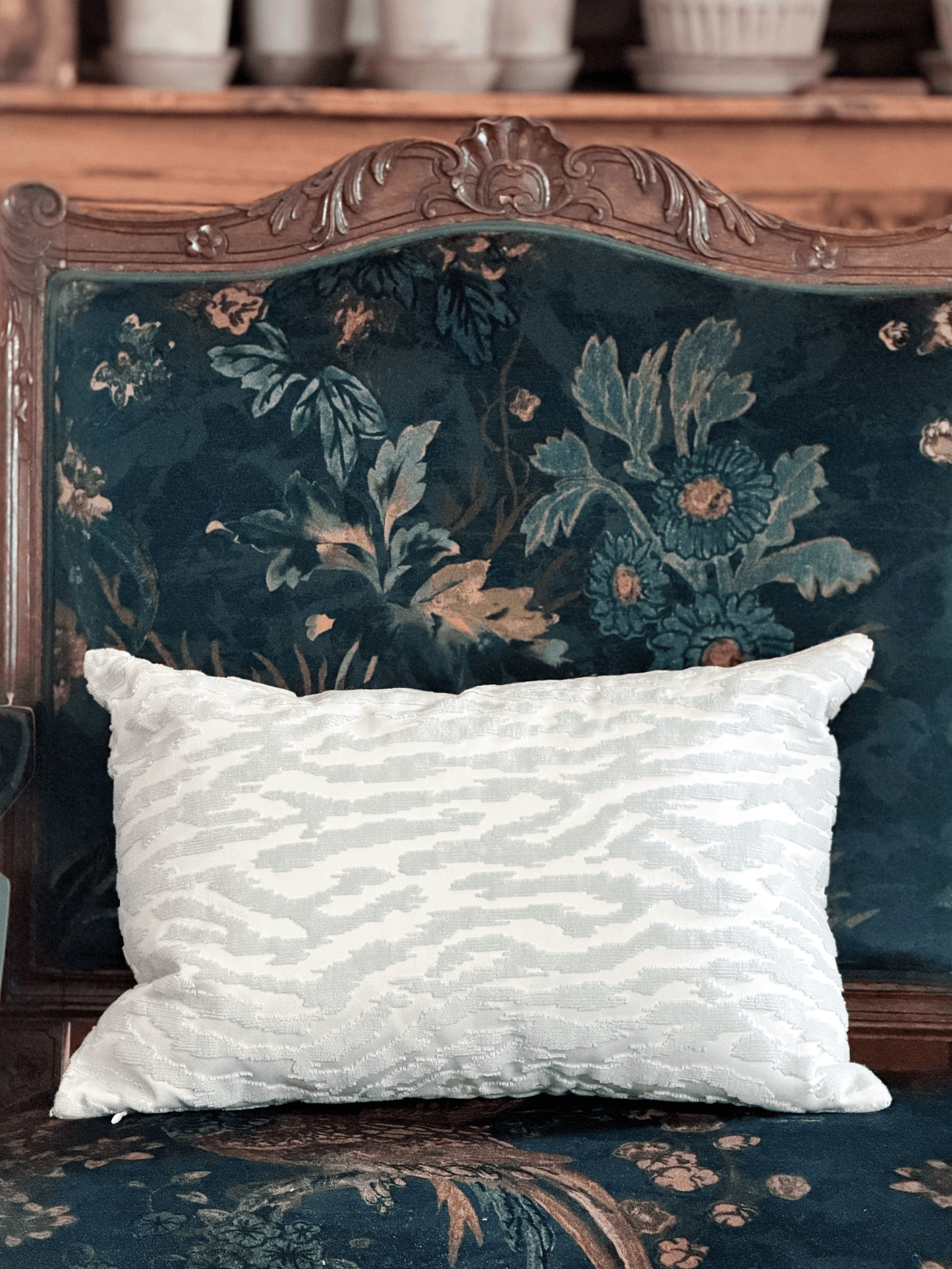 Thibaut Tadoba Velvet Pillow Cover in Robins Egg