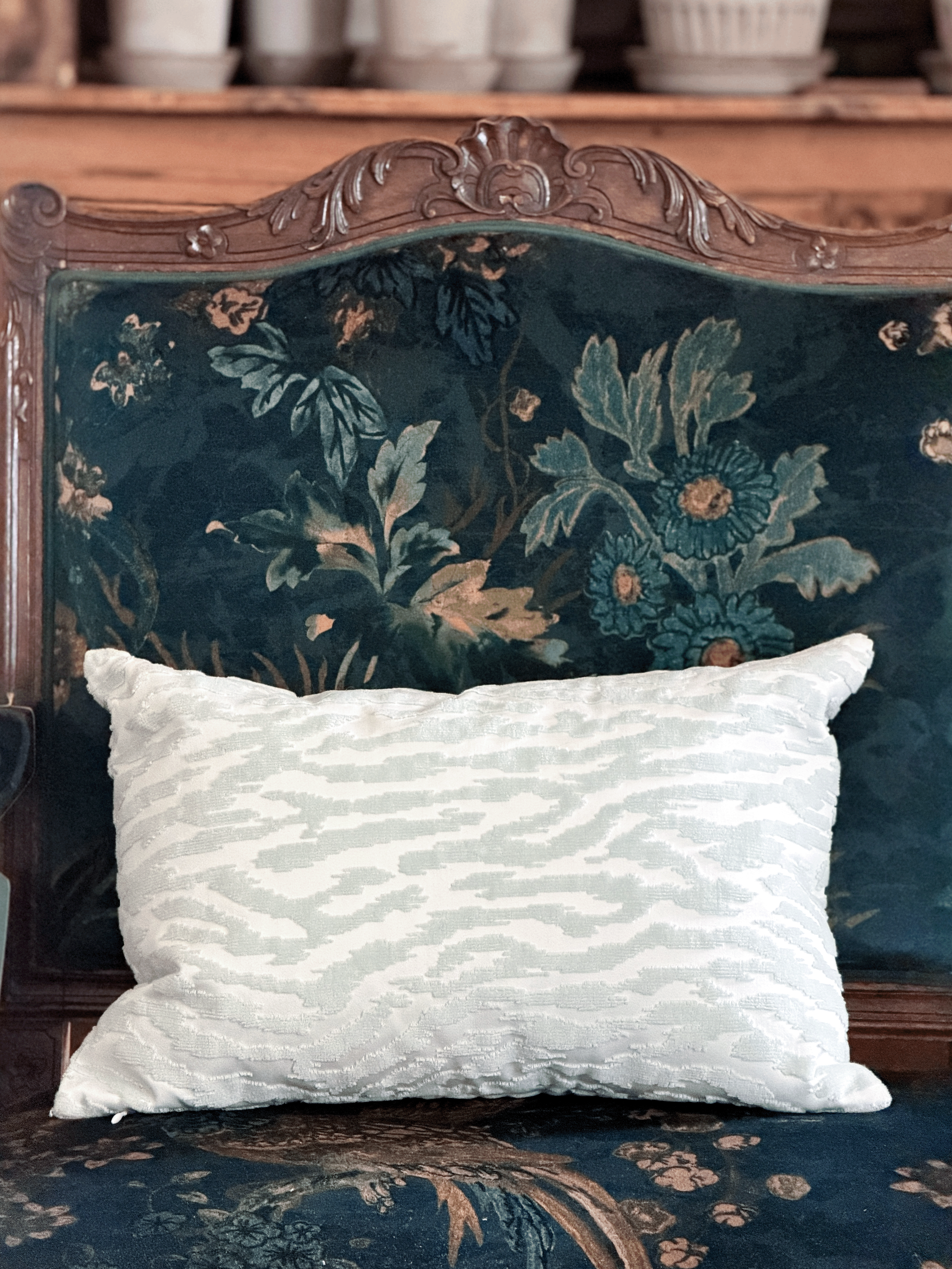 Thibaut Tadoba Velvet Pillow Cover in Robins Egg