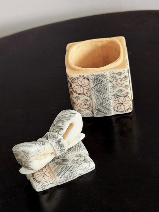 Hand-Carved Bone Trinket Boxes, with Boxes