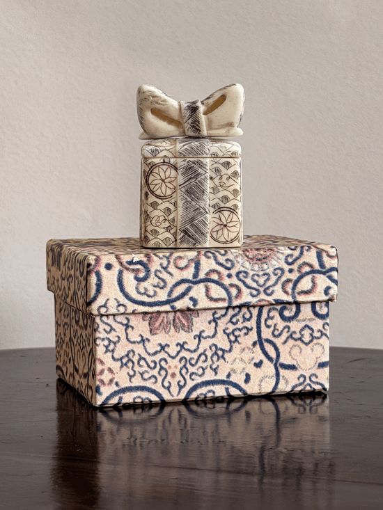Hand-Carved Bone Trinket Boxes, with Boxes