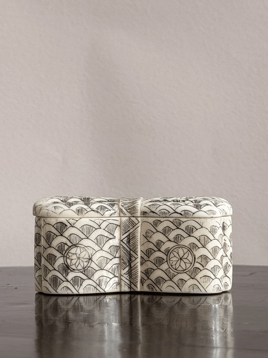 Hand-Carved Bone Trinket Boxes, with Boxes