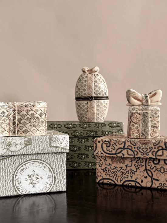 Hand-Carved Bone Trinket Boxes, with Boxes