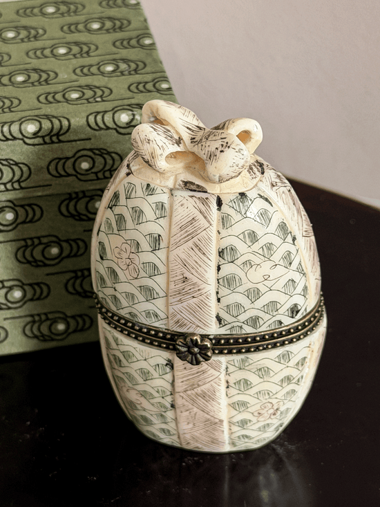Hand-Carved Bone Trinket Boxes, with Boxes