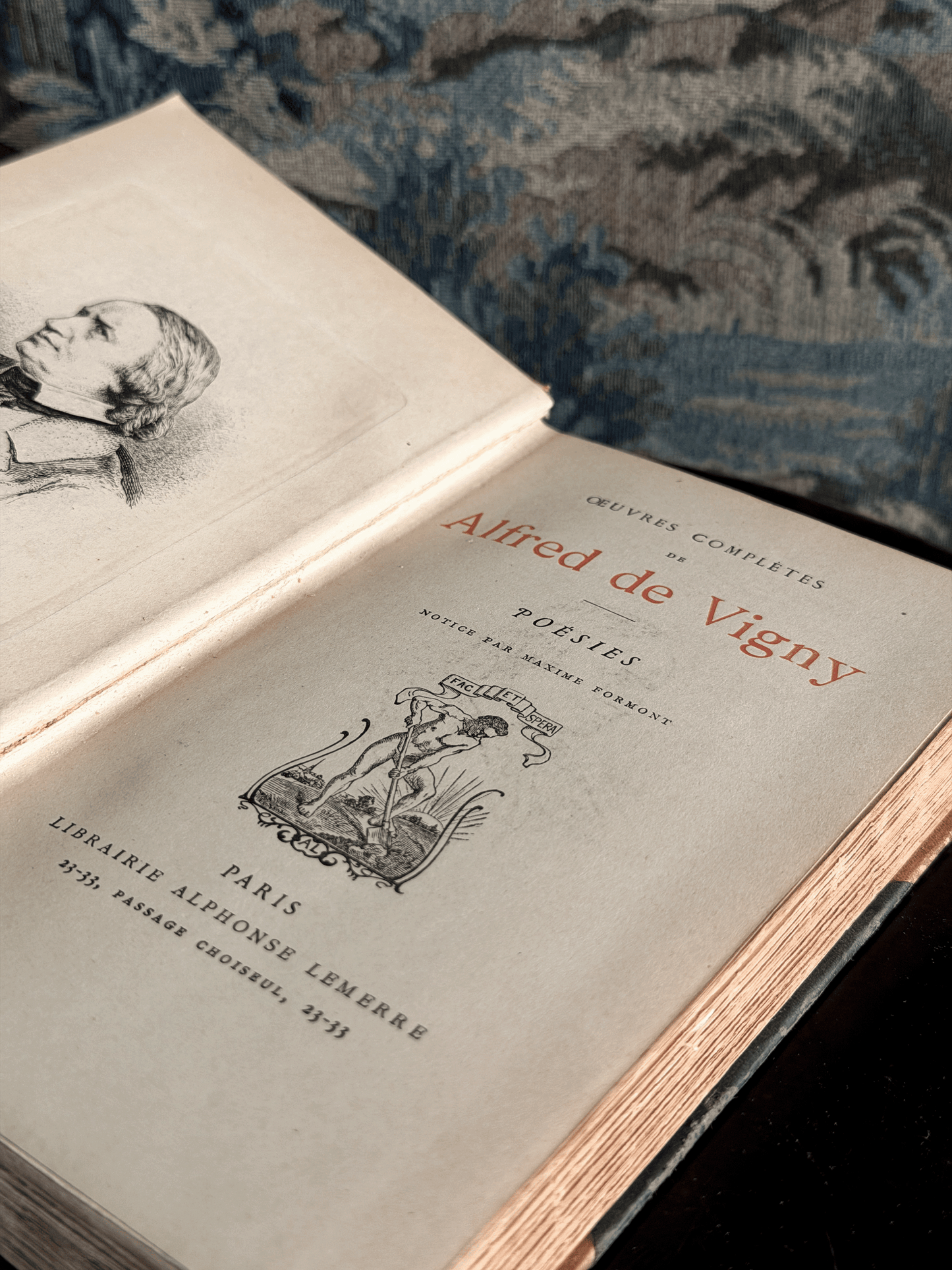 Hand-Painted "Alfred de Vigny Poésies" Leather Book