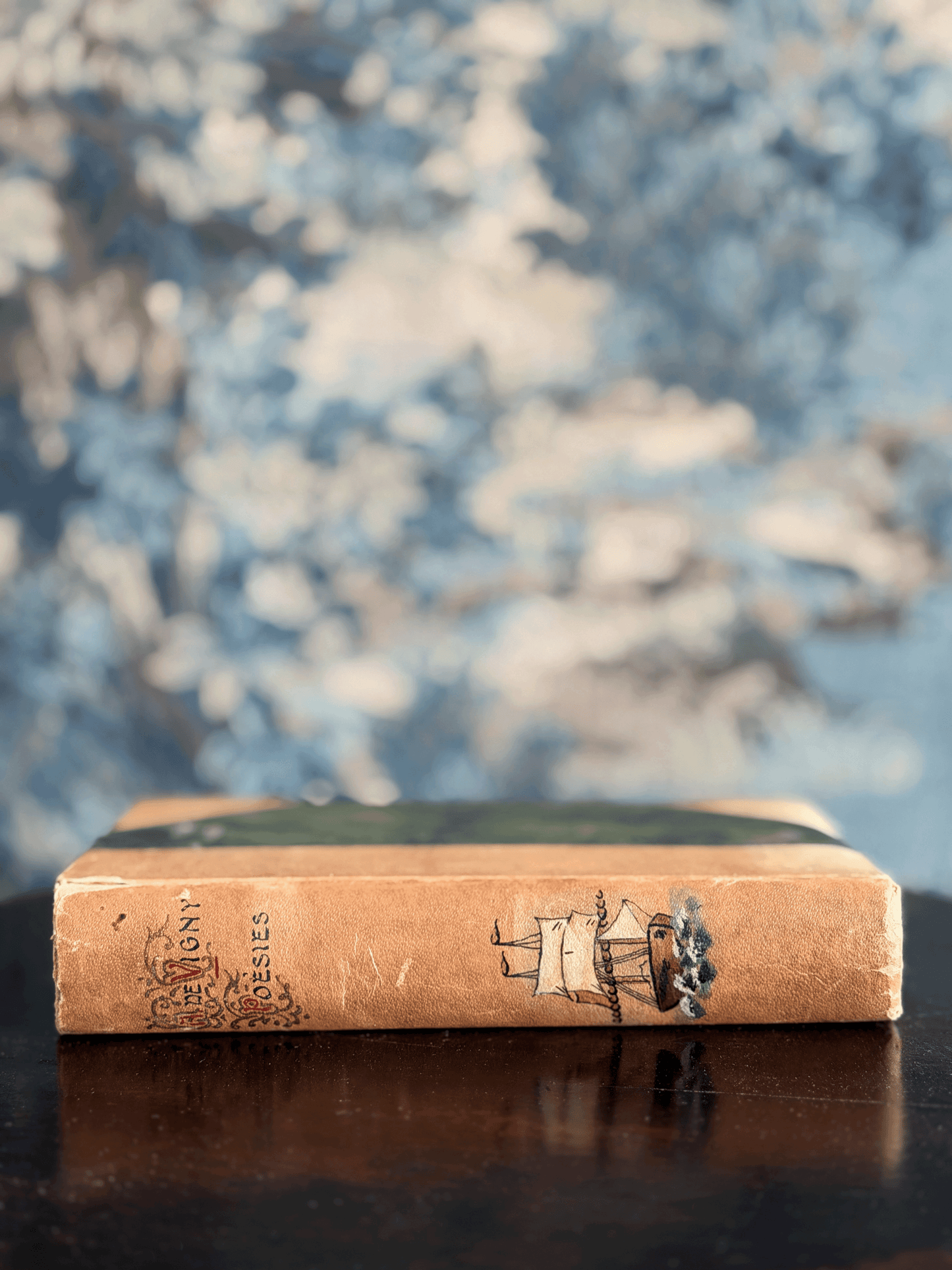 Hand-Painted "Alfred de Vigny Poésies" Leather Book