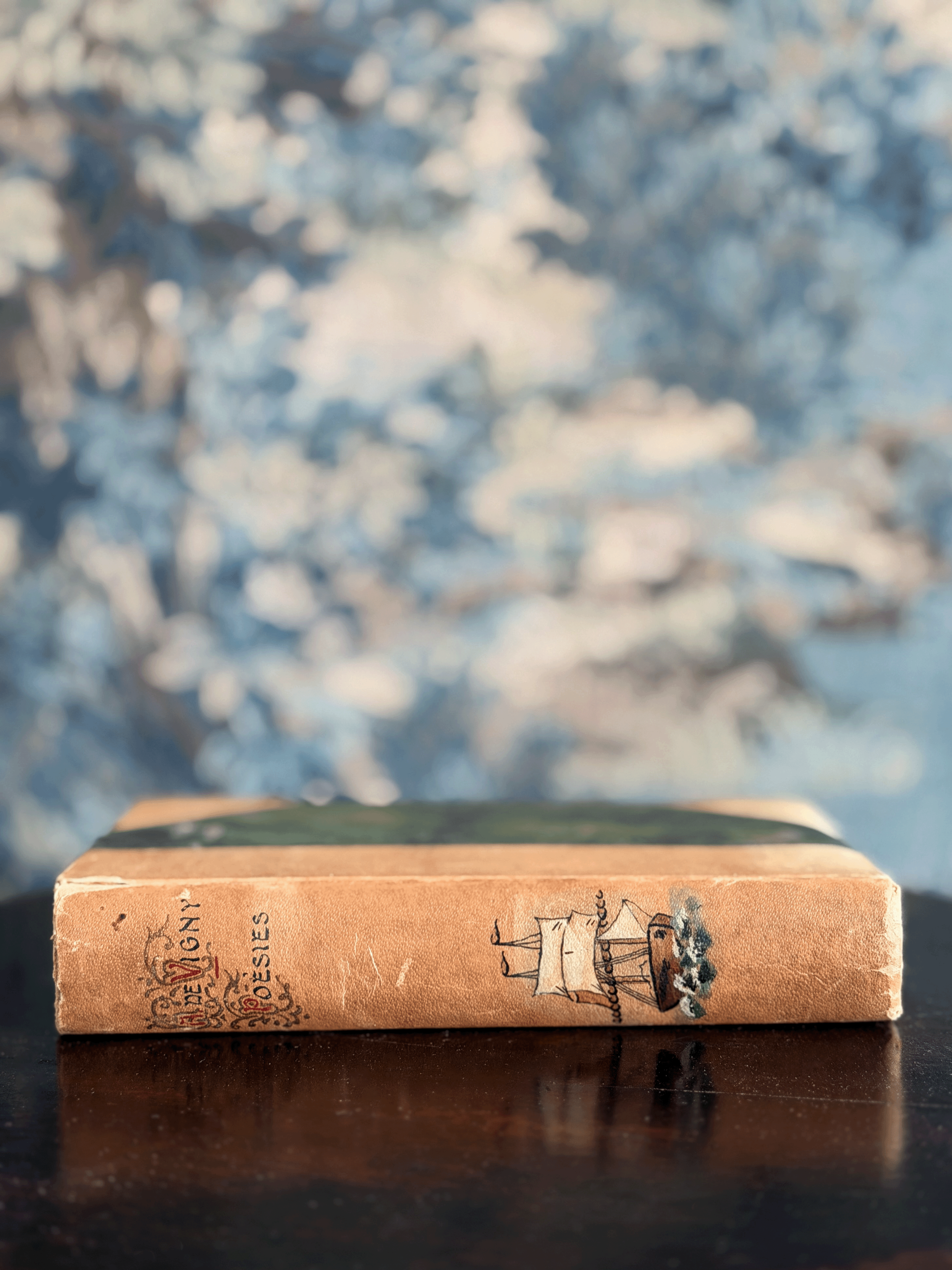 Hand-Painted "Alfred de Vigny Poésies" Leather Book