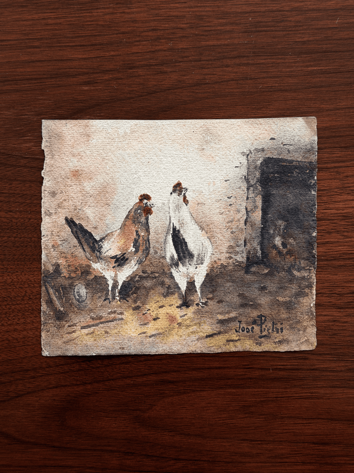 Original Jose Pietri Farmyard Watercolor