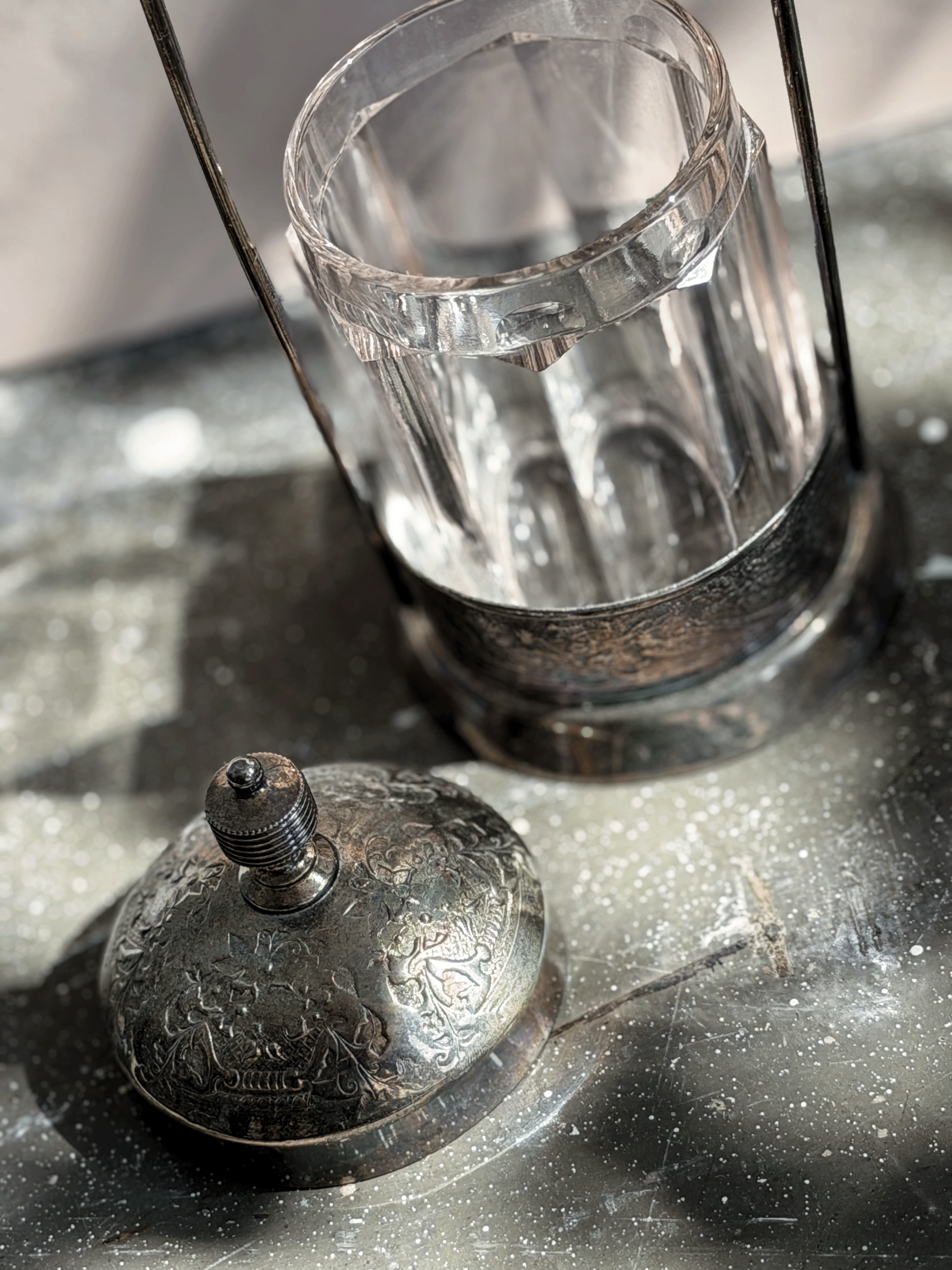 Victorian Silver-Plated Glass Pickle Castor