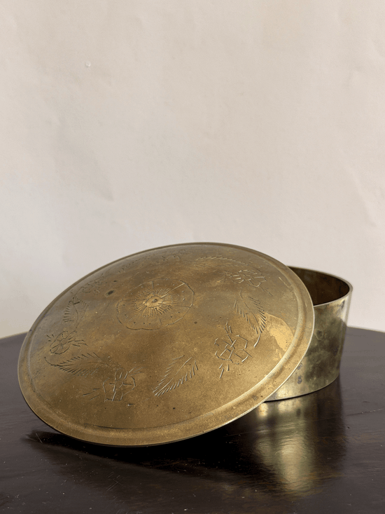 Vintage Hollywood Regency Etched Brass Catchall Box