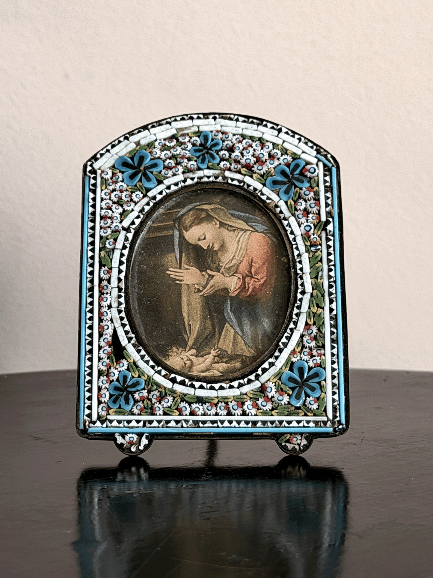 Micro Mosaic Antique Brass Picture Frame