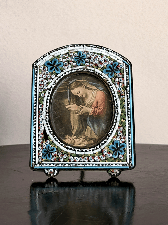 Micro Mosaic Antique Brass Picture Frame