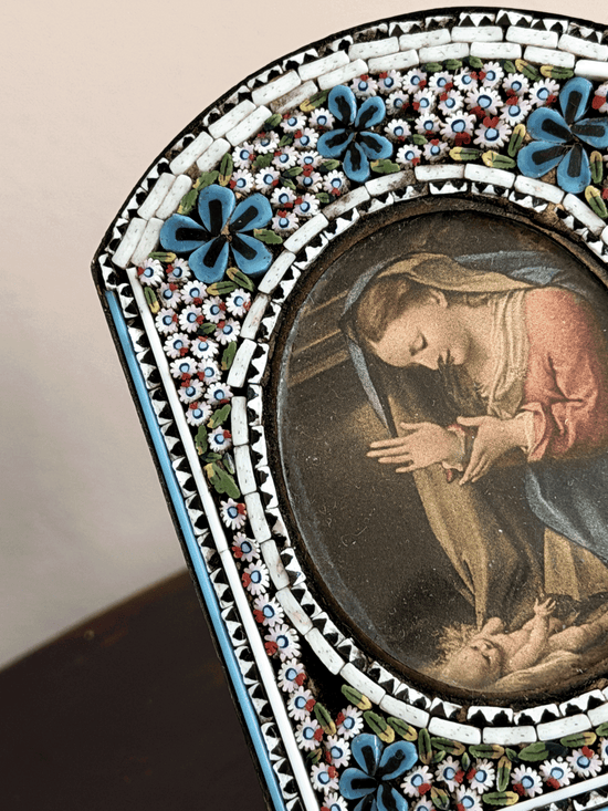 Micro Mosaic Antique Brass Picture Frame