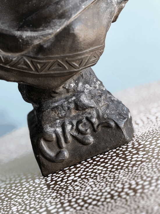 Antique Art Nouveau dark bronze spelter bust sculpture base with CIRCE integrated into figure